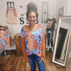 Floral Patch Knit Top